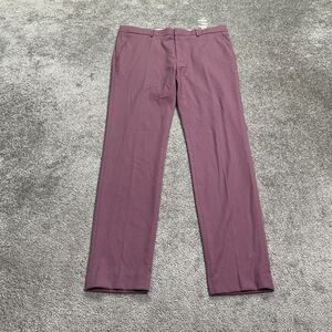 Topman Dress Pants Men 34x32 Purple Straight Leg Flat Front Trouser Work NWT New